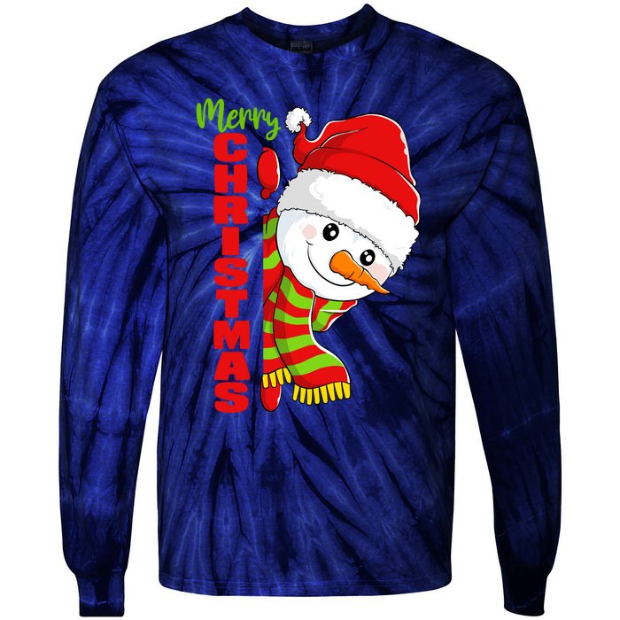 Cute Snowman Snowmies Merry Christmas Winter Xmas Pajamas Tie-Dye Long Sleeve Shirt