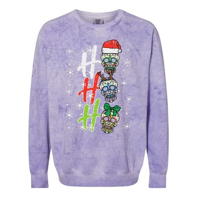 Christmas Sugar Skull Ho Ho Ho Xmas Mexican Funny Funny Colorblast Crewneck Sweatshirt