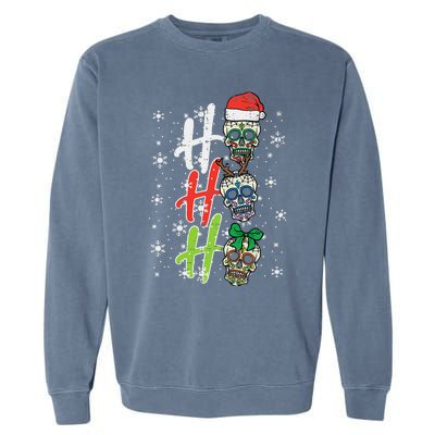 Christmas Sugar Skull Ho Ho Ho Xmas Mexican Funny Funny Garment-Dyed Sweatshirt