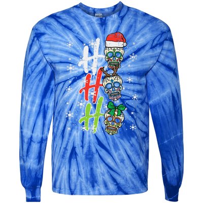 Christmas Sugar Skull Ho Ho Ho Xmas Mexican Funny Funny Tie-Dye Long Sleeve Shirt