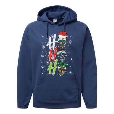 Christmas Sugar Skull Ho Ho Ho Xmas Mexican Funny Funny Performance Fleece Hoodie