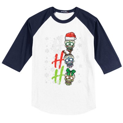 Christmas Sugar Skull Ho Ho Ho Xmas Mexican Funny Funny Baseball Sleeve Shirt