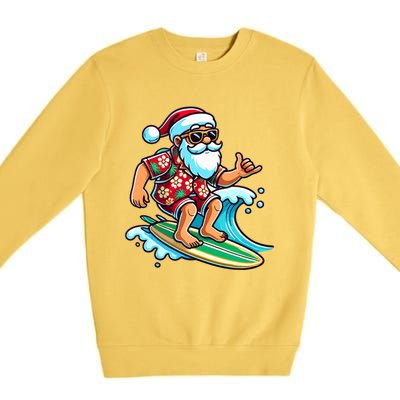 Cool Surfing Santa Christmas In July Summer Beach Party Premium Crewneck Sweatshirt