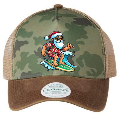 Cool Surfing Santa Christmas In July Summer Beach Party Legacy Tie Dye Trucker Hat