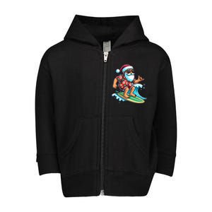 Cool Surfing Santa Christmas In July Summer Beach Party Toddler Zip Fleece Hoodie