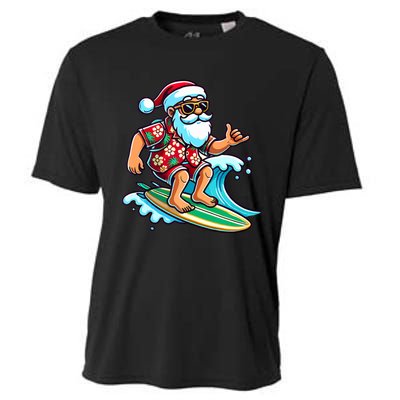 Cool Surfing Santa Christmas In July Summer Beach Party Cooling Performance Crew T-Shirt