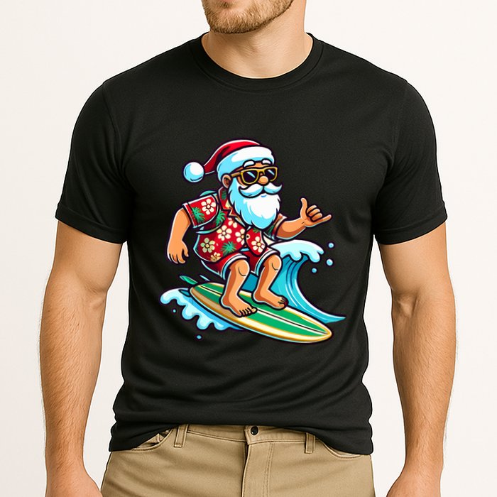 Cool Surfing Santa Christmas In July Summer Beach Party Cooling Performance Crew T-Shirt