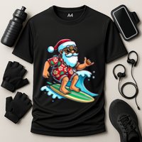 Cool Surfing Santa Christmas In July Summer Beach Party Cooling Performance Crew T-Shirt