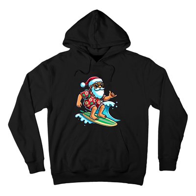 Cool Surfing Santa Christmas In July Summer Beach Party Hoodie