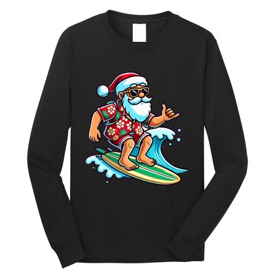 Cool Surfing Santa Christmas In July Summer Beach Party Long Sleeve Shirt