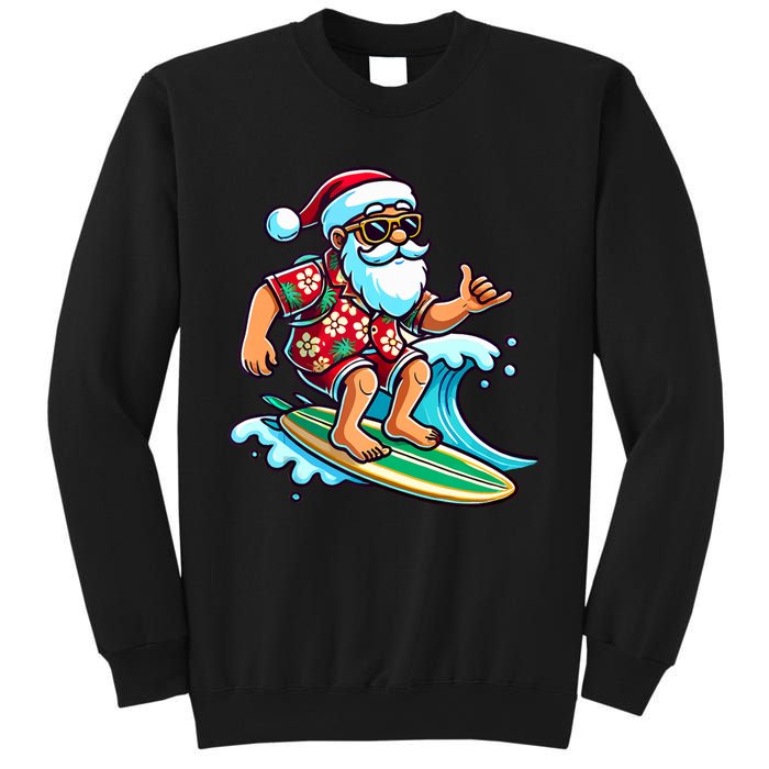 Cool Surfing Santa Christmas In July Summer Beach Party Sweatshirt