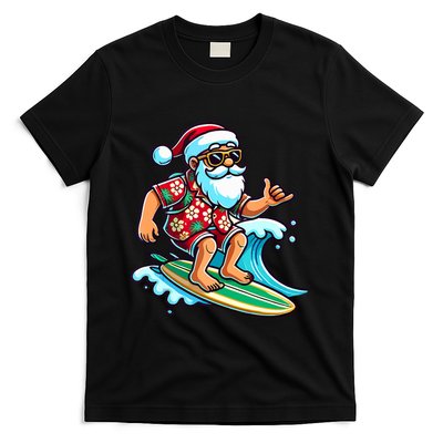 Cool Surfing Santa Christmas In July Summer Beach Party T-Shirt