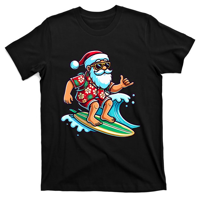 Cool Surfing Santa Christmas In July Summer Beach Party T-Shirt