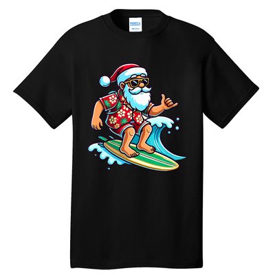 Cool Surfing Santa Christmas In July Summer Beach Party Tall T-Shirt