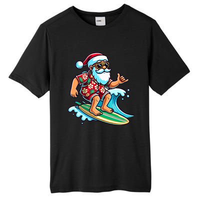 Cool Surfing Santa Christmas In July Summer Beach Party Tall Fusion ChromaSoft Performance T-Shirt