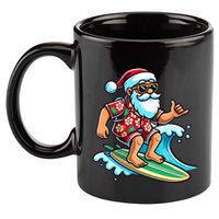 Cool Surfing Santa Christmas In July Summer Beach Party 11oz C Handle Ceramic Mug