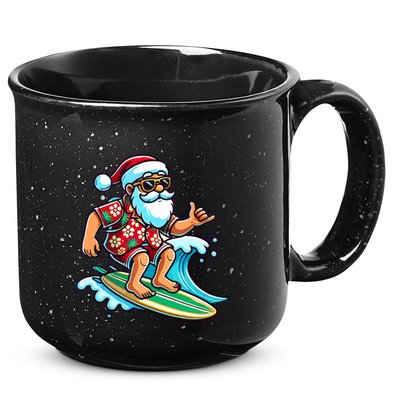 Cool Surfing Santa Christmas In July Summer Beach Party 15oz Campfire Ceramic Mug