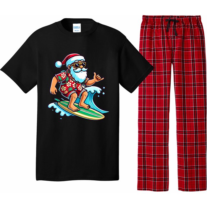 Cool Surfing Santa Christmas In July Summer Beach Party Pajama Set