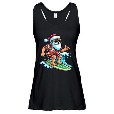 Cool Surfing Santa Christmas In July Summer Beach Party Ladies Essential Flowy Tank