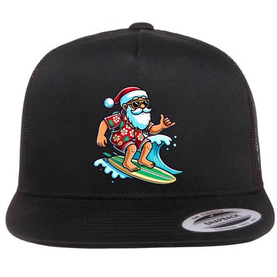 Cool Surfing Santa Christmas In July Summer Beach Party Flatbill Hat