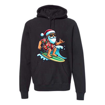 Cool Surfing Santa Christmas In July Summer Beach Party Premium Hoodie