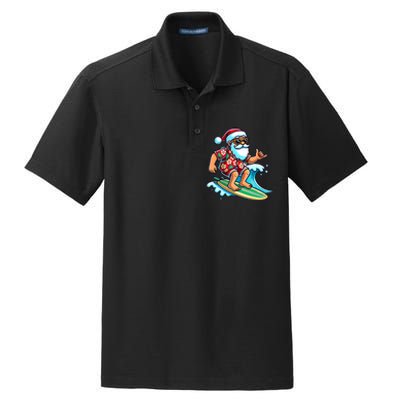 Cool Surfing Santa Christmas In July Summer Beach Party Dry Zone Grid Polo