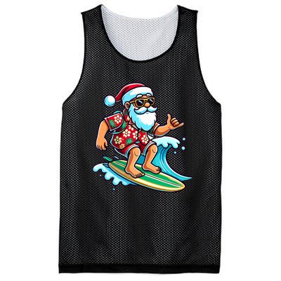 Cool Surfing Santa Christmas In July Summer Beach Party Mesh Reversible Basketball Jersey Tank