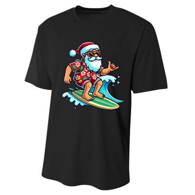 Cool Surfing Santa Christmas In July Summer Beach Party Performance Sprint T-Shirt