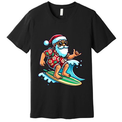 Cool Surfing Santa Christmas In July Summer Beach Party Premium T-Shirt