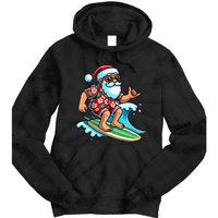 Cool Surfing Santa Christmas In July Summer Beach Party Tie Dye Hoodie