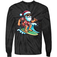 Cool Surfing Santa Christmas In July Summer Beach Party Tie-Dye Long Sleeve Shirt