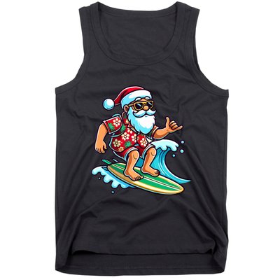 Cool Surfing Santa Christmas In July Summer Beach Party Tank Top