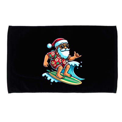 Cool Surfing Santa Christmas In July Summer Beach Party Microfiber Hand Towel