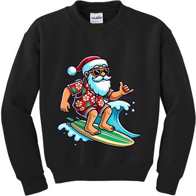 Cool Surfing Santa Christmas In July Summer Beach Party Kids Sweatshirt