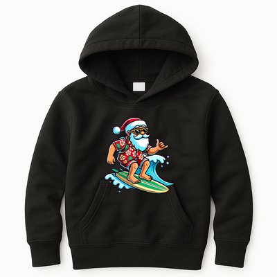 Cool Surfing Santa Christmas In July Summer Beach Party Kids Hoodie