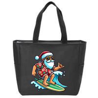 Cool Surfing Santa Christmas In July Summer Beach Party Zip Tote Bag