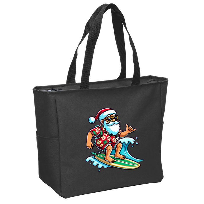 Cool Surfing Santa Christmas In July Summer Beach Party Zip Tote Bag