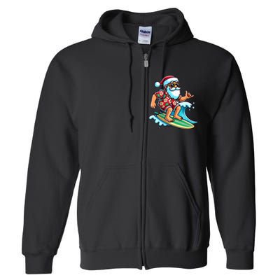 Cool Surfing Santa Christmas In July Summer Beach Party Full Zip Hoodie