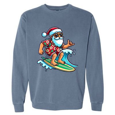 Cool Surfing Santa Christmas In July Summer Beach Party Garment-Dyed Sweatshirt