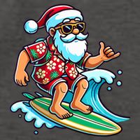 Cool Surfing Santa Christmas In July Summer Beach Party Vector Backpack