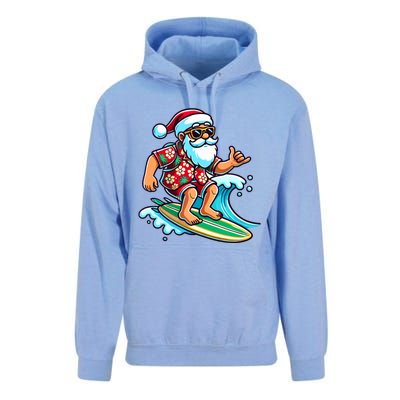 Cool Surfing Santa Christmas In July Summer Beach Party Unisex Surf Hoodie