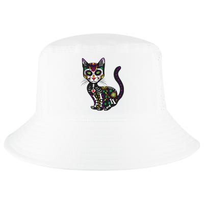 Cute Sugar Skull Mexican Cat Halloween Day Of The Dead Cool Comfort Performance Bucket Hat