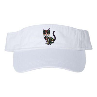 Cute Sugar Skull Mexican Cat Halloween Day Of The Dead Valucap Bio-Washed Visor