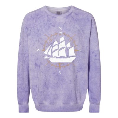 Compass Sailing Ship Boat Sailor Nautic Colorblast Crewneck Sweatshirt