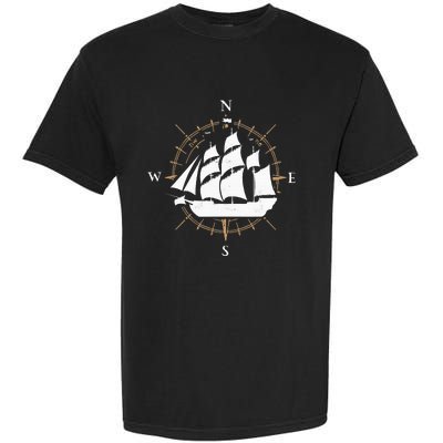 Compass Sailing Ship Boat Sailor Nautic Garment-Dyed Heavyweight T-Shirt