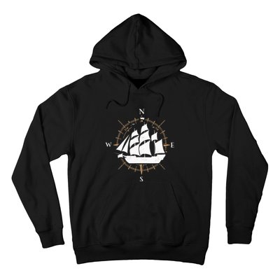 Compass Sailing Ship Boat Sailor Nautic Hoodie