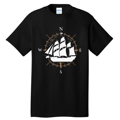 Compass Sailing Ship Boat Sailor Nautic Tall T-Shirt