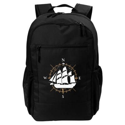 Compass Sailing Ship Boat Sailor Nautic Daily Commute Backpack