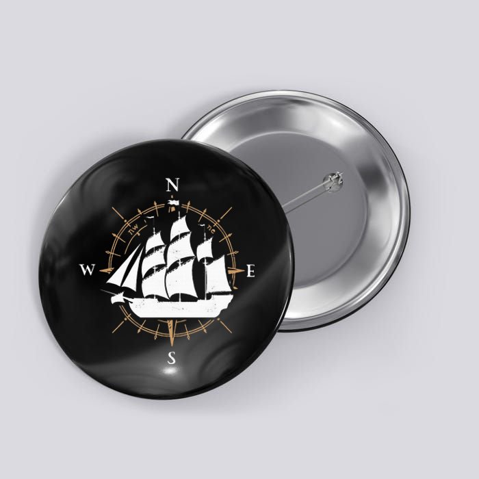 Compass Sailing Ship Boat Sailor Nautic Button