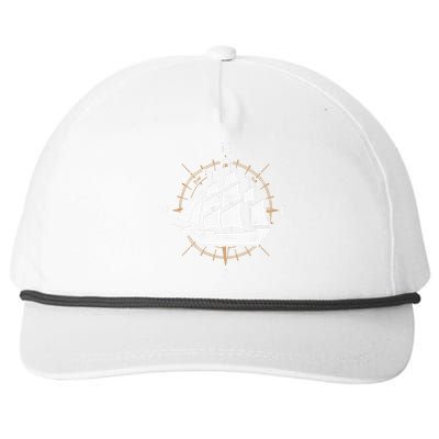 Compass Sailing Ship Boat Sailor Nautic Snapback Five-Panel Rope Hat